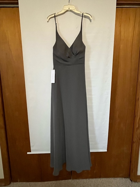 Azazie Dresses & Skirts - AZAZIE Davis Steel Grey Slip Maxi Dress with V-Neck Size 6 NWT